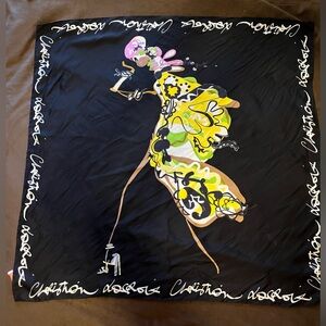 Vintage Christian Lacroix Silk Scarf – Abstract Figure / Signature Border